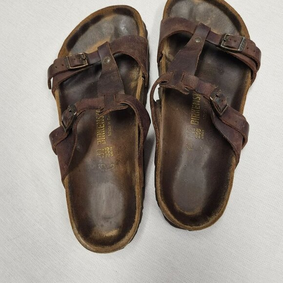 Birkenstock Larisa Womens Sandals Size‎ 41 10 Brown Leather Cork Footbed - Picture 11 of 16